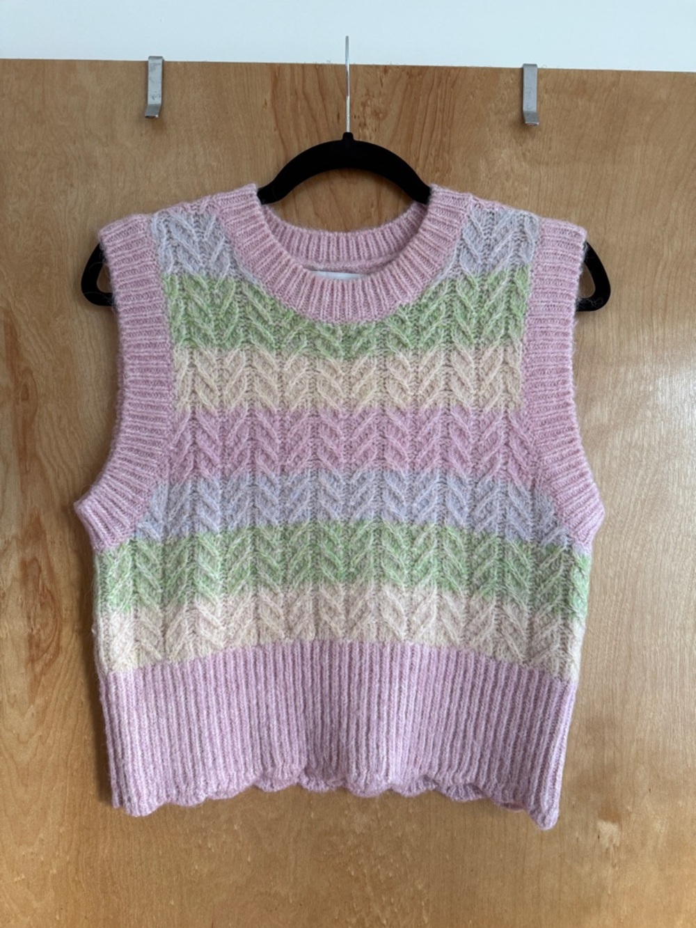 Pastel Pink Knit Sleeveless Sweater Vest